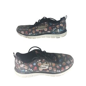 Skechers Flex Appeal 2.0 Emoji Snack Sequin Sneakers Black Multi 12612 Womens 9
